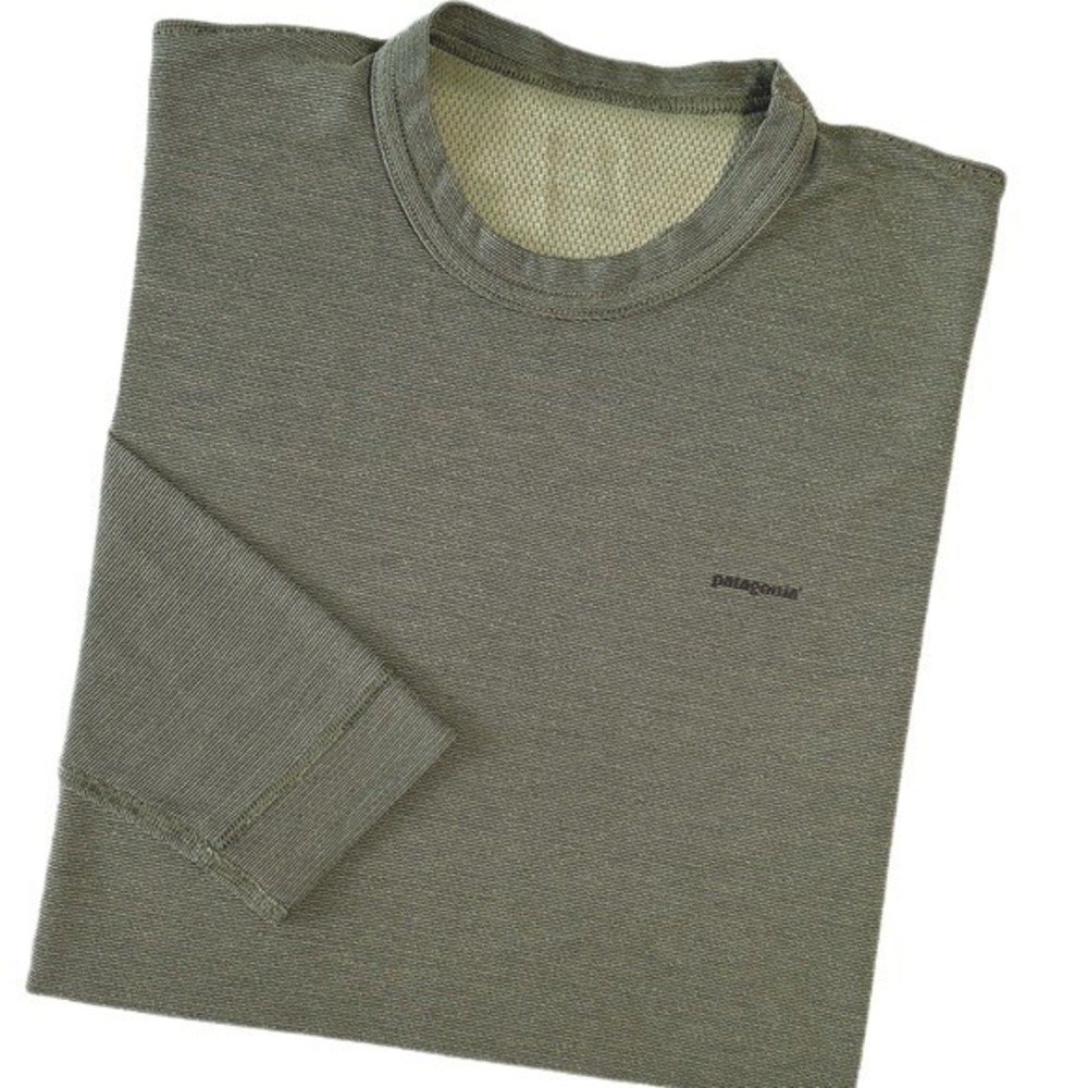 Patagonia Capilene Base Layer Hiking Shirt Green Mens Small